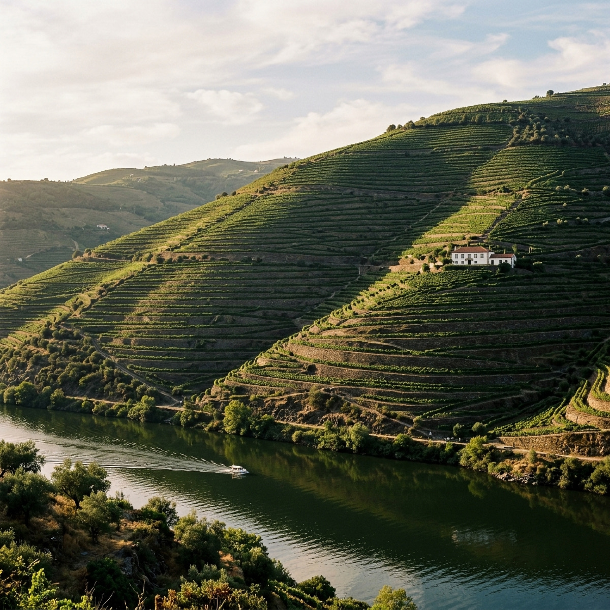 Terraced vineyards above the Douro river in Portugal