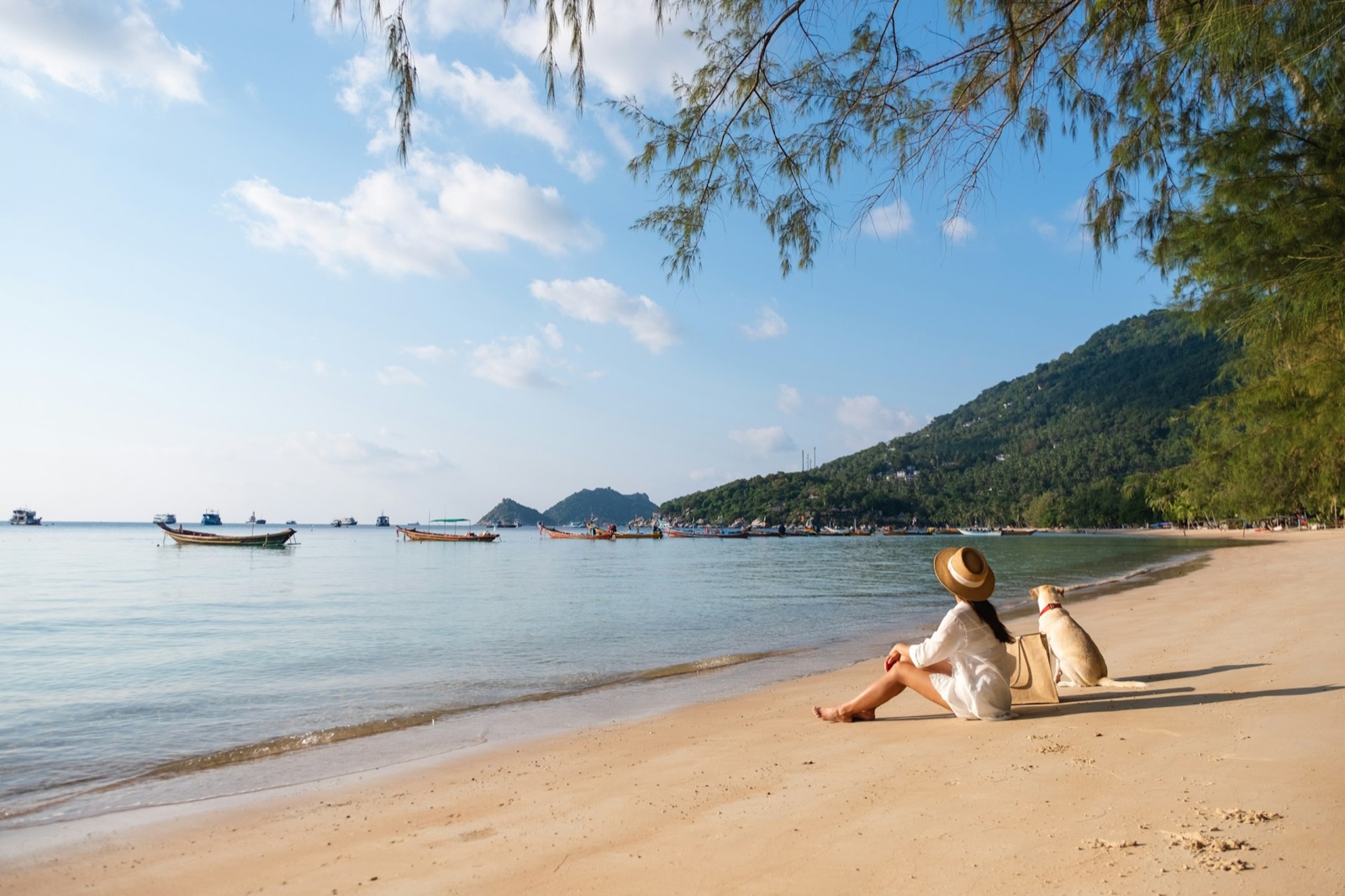 Two travelers relaxed on a trip