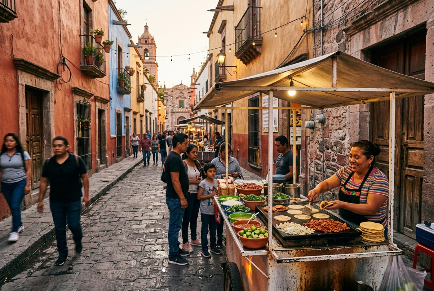 A table laid with Mexican dishes, limes and chilies