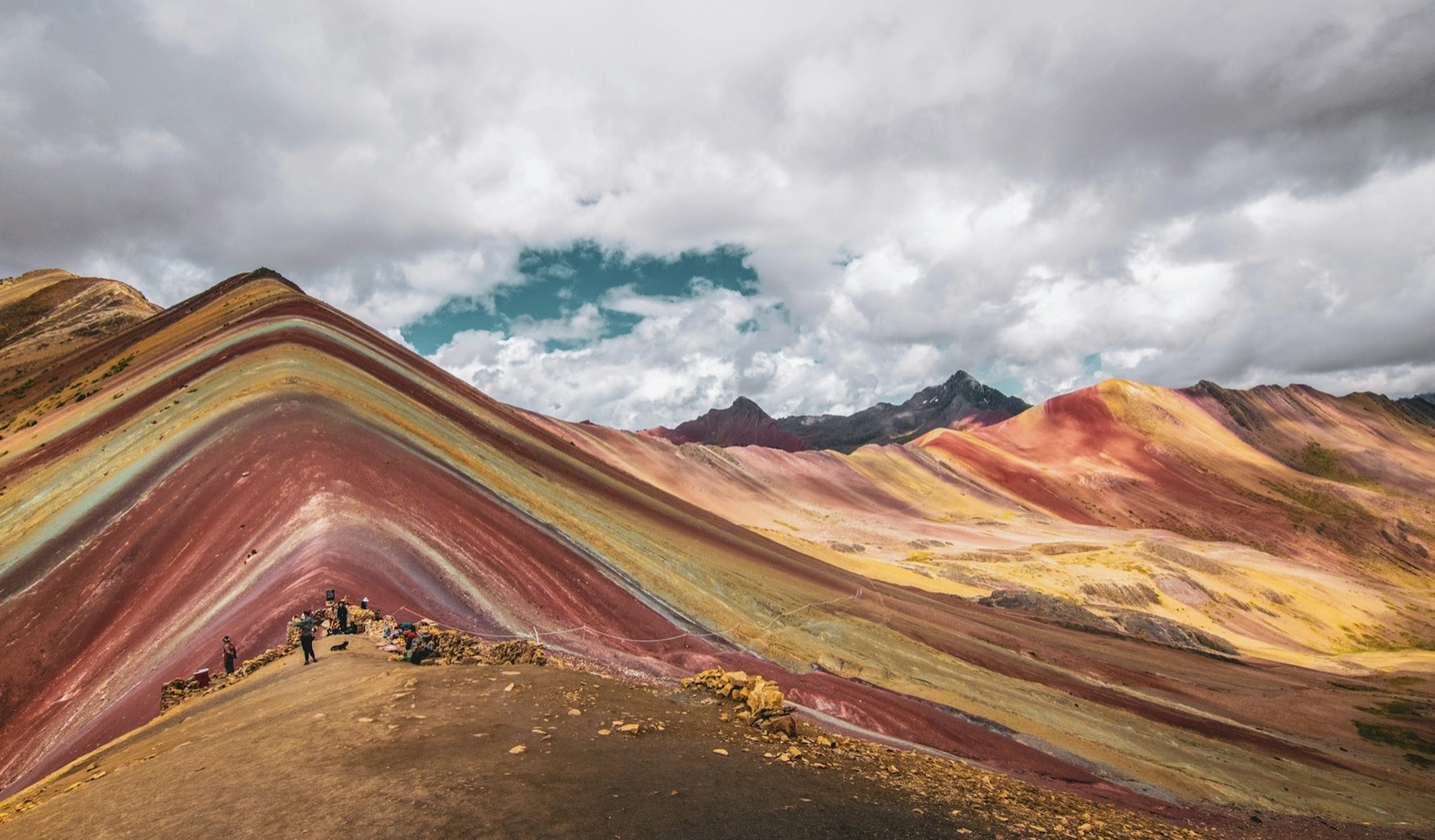 The striped ridges of Rainbow Mountain in the Peruvian Andes