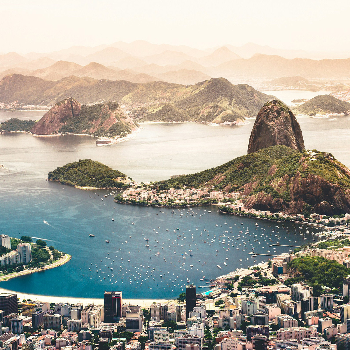 Rio de Janeiro and Sugarloaf seen from above the bay
